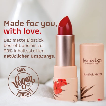 Jean & Len Matte Tropical Red 102 Lipstick Silky Nourishing Lipstick 4ml