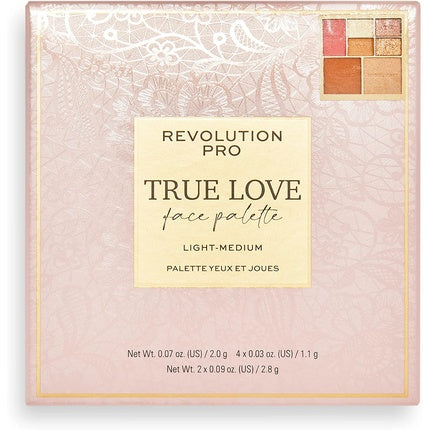 Revolution Pro True Love Eye &amp; Face Palette with Blusher, Bronzer, Highlighter, and 4 Eyeshadow Pans Matte &amp; Shimmer Finish Light to Medium Skin Tones