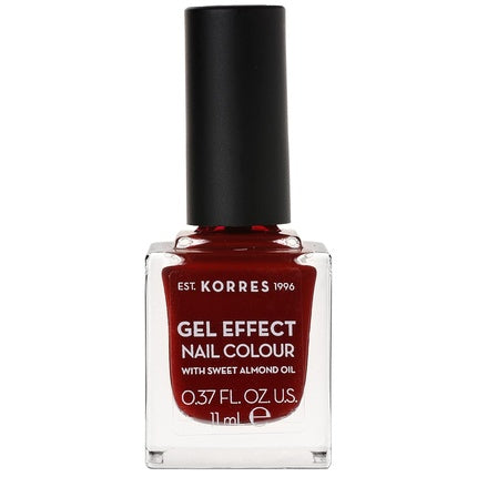 KORRES Sweet Almond Nail Colour 59 Wine Red Vegan Nail Polish with Gel Effect 11ml