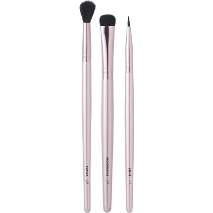 elf No Budge Brush Trio 3-Piece Eyeshadow Brush Set for Applying and Blending Color Made with Synthetic Cruelty-Free Bristles