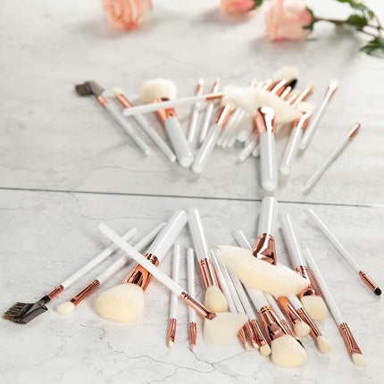 TOOLS FOR BEAUTY Makeup Brushes Rose Golden White Ecru Set 18 Pieces