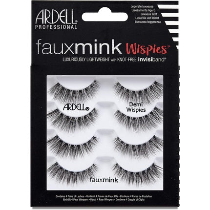 ARDELL Faux Mink Demi Wispies Synthetic False Eyelashes 4 Pack - Vegan, Flexible, and Reusable
