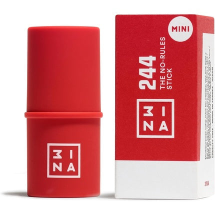 3INA MAKEUP The No-Rules Stick 244 Red Blush Stick for Eyes Lips & Cheeks with Hyaluronic Acid Cream Blush 244 Red Mini