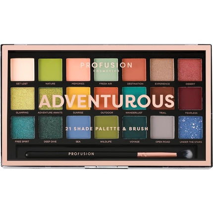 Profusion Adventurous Eyeshadow Palette With Brush - 21 Shades