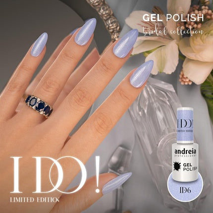 Andreia Professional Semi-Permanent Nail Gel Polish I DO Limited Collection Colour ID6 Sky Blue with Silver Sparkles 10.5ml