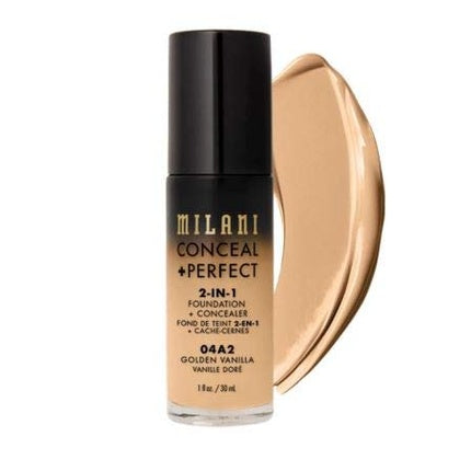 Milani Conceal + Perfect 2-in-1 Foundation + Concealer Golden Vanilla 1 Fl. Oz. - Shade 04A2 - Cruelty-Free Liquid Foundation