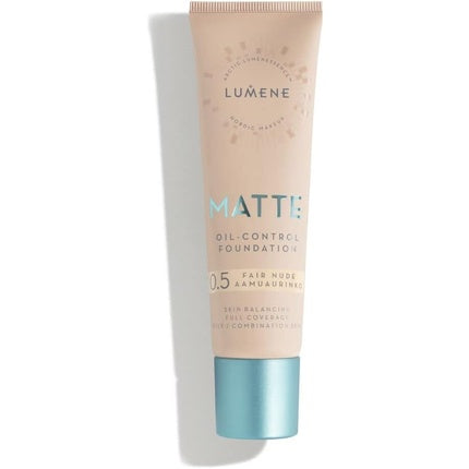 Lumene Matt Control Oil Free Foundation for Oily and Combination Skin Full Coverage with Arctic Cloudberry 30ml 0.5 Fair Nude