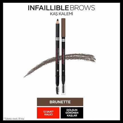 L'Oréal Paris Infallible Brows 12H Brow Definer Pencil 3.0 Brunette for Perfectly Shaped and Precisely Defined Eyebrows 1ml