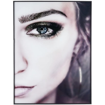 LOLAhome Framed Black Tempered Glass Face Picture 90 x 120 cm