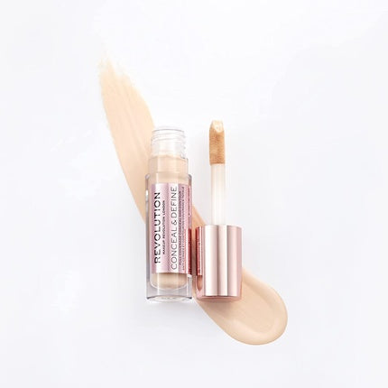 Makeup Revolution Conceal and Define Concealer Full Coverage Matte Finish C2.5 for Fair/Light Skin Tones 0.7 Fl Oz