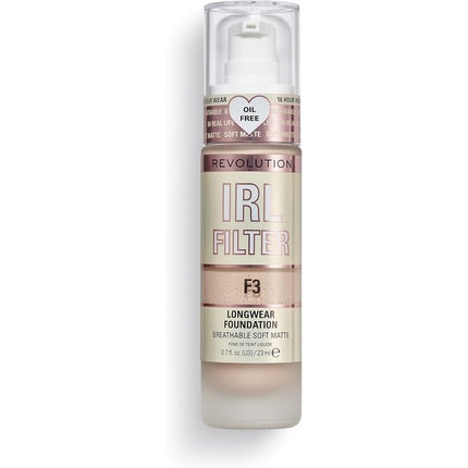 Makeup Revolution IRL Filter Longwear Foundation Medium to Full Coverage Matte Finish 16 Hour Wear F3 23ml