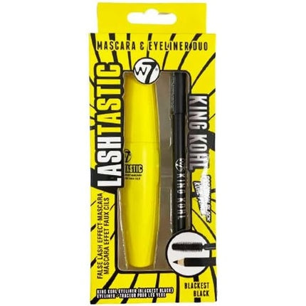 W7 Cosmetics Duo of Liquid Mascara Lashtastic and Waterproof King Kohl Liner for Eye Enhancement