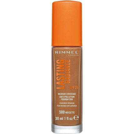Rimmel Lasting Radiance Medium Coverage Anti Pollution Foundation with SPF 25 30ml 500 Hazelnut