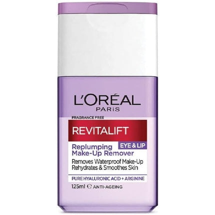 L'Oreal Paris Revitalift Filler Hyaluronic Acid Fragrance Free Plumping Eye & Lip Waterproof Makeup Remover for Sensitive Skin