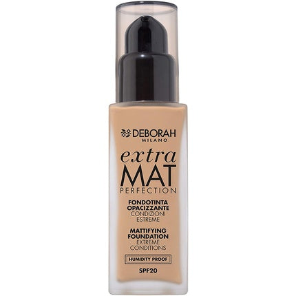 Deborah Extra Mat Perfection Foundation N.3.3 Gold Finish Opaque Texture No Transfer and Humidity Proof SPF20 30ml