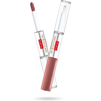 Pupa Made To Last Lip Duo Liquid Lip Colour & Topcoat Waterproof Long Lasting - 011 Natural Brown, 2x4ml