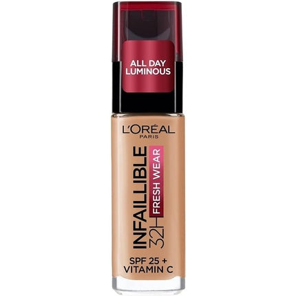 L'Oréal Paris Infallible 32H Fresh Wear Foundation Full Coverage Longwear Weightless Smooth Finish Water Proof Transfer Proof with Vitamin C SPF 25 30ml