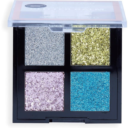 Makeup Revolution London Artist Collection Glitter Balm Palette Gel Formula Sparkle Finish 4 Reflective Shades 1.4g