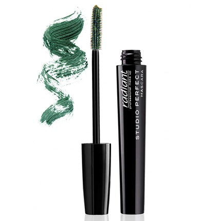 Radiant Professional Studio Perfect Volume Mascara with Silicone Brush and Natural Wax for Healthy Voluminous Lashes 0.30 ounces Green
