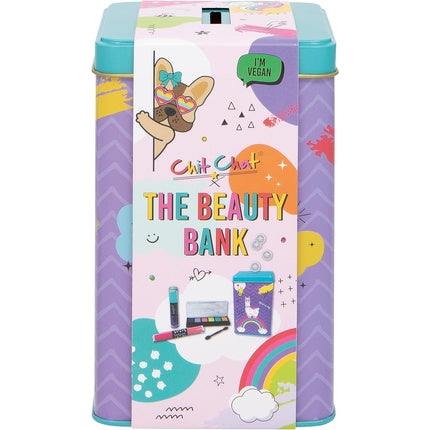 Chit Chat Beauty Bank Money Tin with Eyeshadow Palette, Lip Gloss, and Nail Varnish