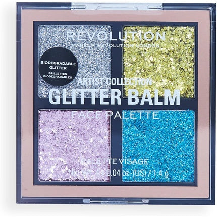 Makeup Revolution London Artist Collection Glitter Balm Palette Gel Formula Sparkle Finish 4 Reflective Shades 1.4g